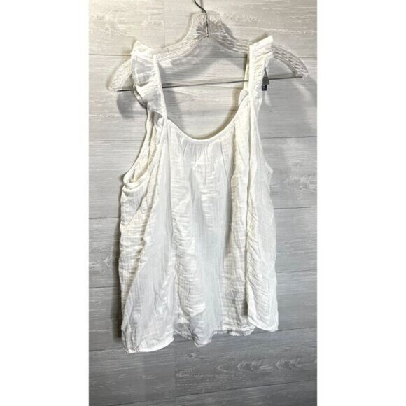 Terra & Sky's Women's Sleeveless with Ruffle Straps White Top - Picture 5 of 8